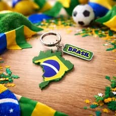 Chaveiro Brasil Copa HEXA 2026 Bandeira Mapa Chaveiro Seleção Brasileira Torcedor Presente Mochila