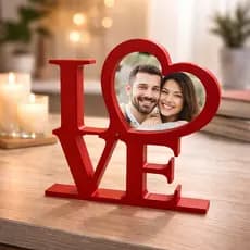 Porta Retrato Decorativo Love com Coração para Foto de Casal Decoração Romântica Presente Namorados