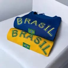 Kit 2 Blusas do Brasil Feminina Copa do Mundo 2026 Tshirt 100% Algodão Bandeira Bordada