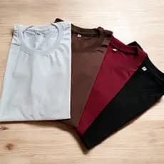 Kit 4 Blusas Femininas Baby Look Gola tradicional Básica Lisa 100% Algodão