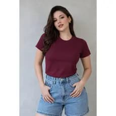 Blusa Feminina Gola tradicional algodão Lisa Prática Envio imediato