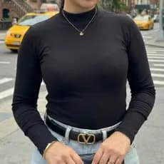 Blusa Feminina Gola Alta Malha Confort Canelada Manga Longa Para o Frio Inverno