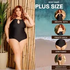 Body Bori Maiô Feminino Plus Size Com Forro Veste do 46 ao 52