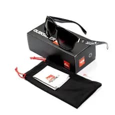 Óculos de Sol Preto Personalizado Quiksilver com Caixa + Bag + Flanela
