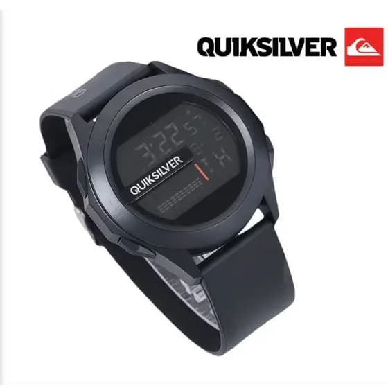 Relógio Digital Quiksilver Preto Com Pulseira de Borracha E Caixa Personalizada Sem Caixa