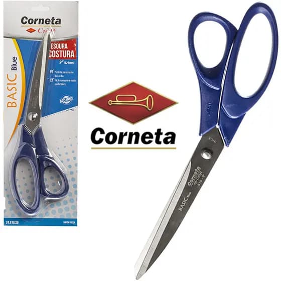 TESOURA  BASIC BLUE CORNETA PARA COSTURA,/MULTIUSO/ HOBBY