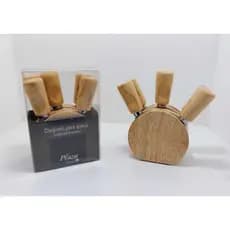 CONJUNTO PARA QUEIJO HERCULES COM SUPORTE DE MADEIRA6 PÇ-UM115