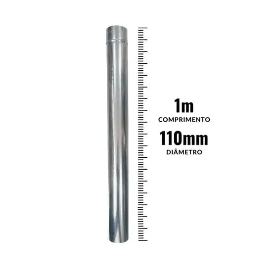 Cano Galvanizado Chaminé 110mm 1m Aço Galvanizado - Fogão Lenha