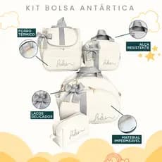 Kit Maternidade 4 Peças Personalizado Térmica Impermeável, Coleção Antártica