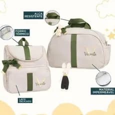 Kit Bolsas Maternidade 2 peças Bolsa e Mochila Personalizado Térmica Impermeável