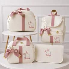 Kit Bolsas Maternidade 4 Peças Borboletas 3D Luxo, Completo Personalizado térmico e impermeável.