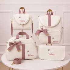 Kit Bolsas Maternidade 4 Peças Luxo, Completo Personalizado térmico e impermeável, Coleção Premium