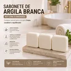 Sabonete clareador anti acne argila branca com dolomita natural 70g UN cuidados com a pele skin care