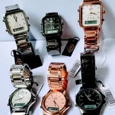 Relógio 2 in 1 resistente a água pulseira em aço digital e analógico estilo vintage