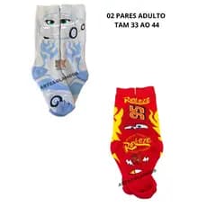 Meia Divertida Relâmpago McQueen Estampada Infantil 24 ao 33 e Adulto 33 ao 44 Presente Criativo Confortável