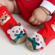 Meia Natalina 3D Antiderrapante Bebê – Escolha 1, 3, 6 OU 12 Pares Sortidos