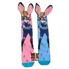 Meia Divertida 3D Zootopia Lançamento Filme Infantil Adulto TAMANHO 24 AO 39 Judy Nick Finnick Ovelhinha Raposa