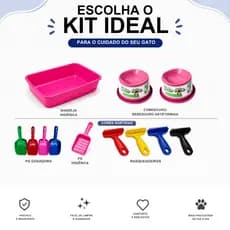 Kit Gato Completo 3 Modelos Caixa de Areia Bandeja Higiênica Comedouro Bebedouro Antiformiga Pá Rasqueadeira