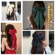 Grampo De Cabelo Elegante Com Laço De Fita – Acessório De Tecido Macio Para Rabos De Cavalo