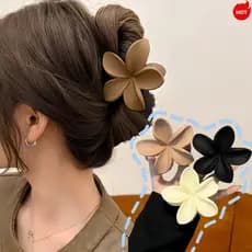 [ KIT 2 ]  Prendedor Presilha Piranha INS Plumeria Fosca Matte Flor Ponytail Clipes Para Cabelo