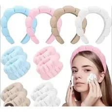 KIT  Tiara pra cabelo Tiara Nuvem Com um Par de Pulseiras Para Lavagem Facial Maquiagem