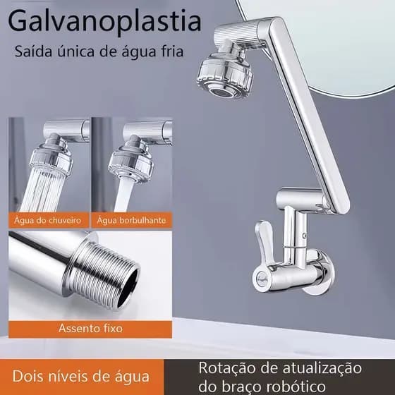 Torneira Articulada Dobrável de Parede - Metal Premium360°Rotativa–Economia de Espaço|Design Moderno