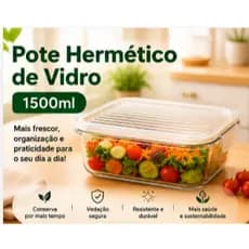 Pote Hermetico Vidro Borossilicato 1500ml Organizacao, Frescor e Praticidade Cozinha