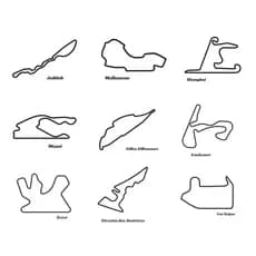 Quadro pistas - Circuitos de Automobilimo - Formula 1 - Decoração de parede F1 - 25 cm