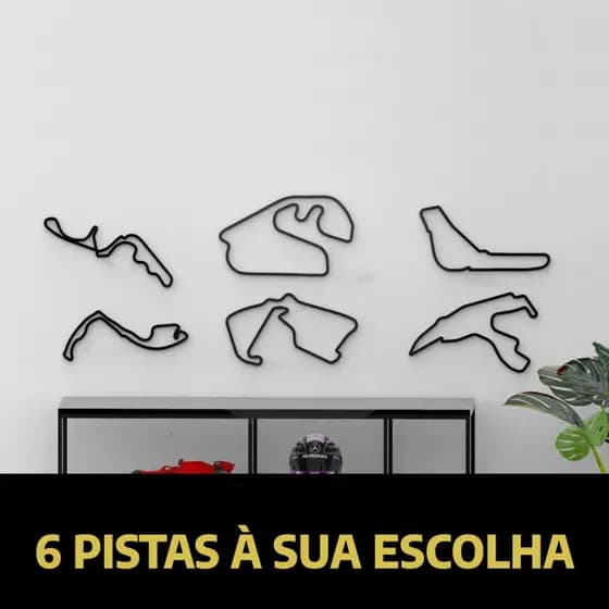 Kit com 6 Quadros pistas - Circuitos de Formula 1 - Decoração de parede F1  - 25 cm