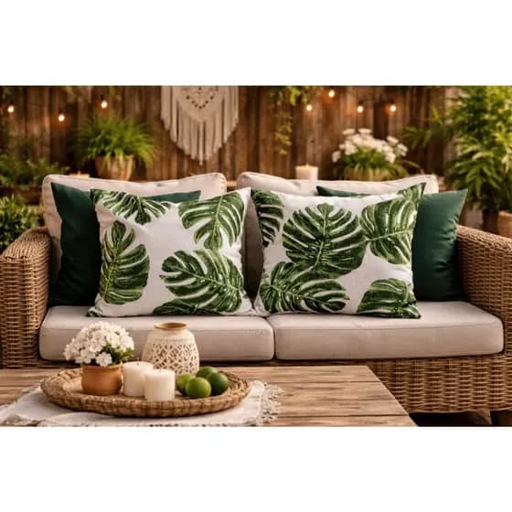 Kit Capas de Almofadas Decorativas  Jacquard e Suede Estampadas com Lisas