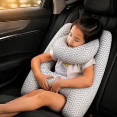 Almofada para Carro com Apoio de Pescoço (Chevron Cinza)