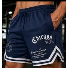 Bermuda Masculina Academia Dry Fit Perfurado Short Estampado Chicago 73 Treino Academia Estilo