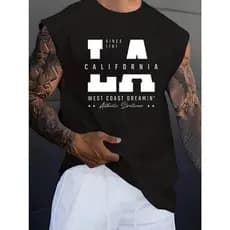 Camiseta Regata Oversized Masculina LA CALIFORNIA Academia Modelagem Grande Para Treino