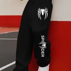 Calça Wide Leg Larga Baggy Aranha Moletom Masculina Em Algodão Streetwear Spider Geek Arte Man Mode cod707