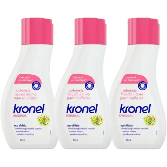 Kit 2 ou 3 Sabonete Íntimo Kronel Original 80mL – Aroeira e Aveia | Higiene Feminina