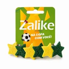 Presilha Estrelas Glitter Verde Amarela Brasil Zalike Torcedora Futebol Cabelo Feminino Verão Moda