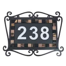 Placa para Número Residencial Arabesco Pastilhas De Vidro Tons de Dourado e Marrom - informe seu número ao efetuar o pedido