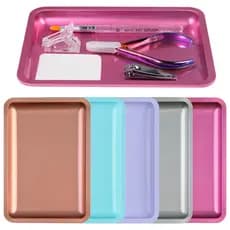 Bandeja Cuba-Rim Aço Inox Retangular Multiuso Ideal para Estética Profissional 12.5x17.9cm Cores