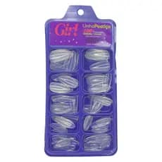 Unhas Postiças Tips Girl Fatale Transparente Bailarina Almond