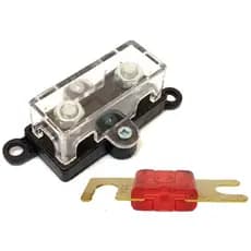 Porta Fusível Som Automotivo Midi e Fusível Mini Faca 50 Amp