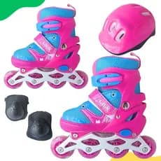 Patins Infantil Menina Inline 4 Rodas Led Ajustável 31 Ao 34