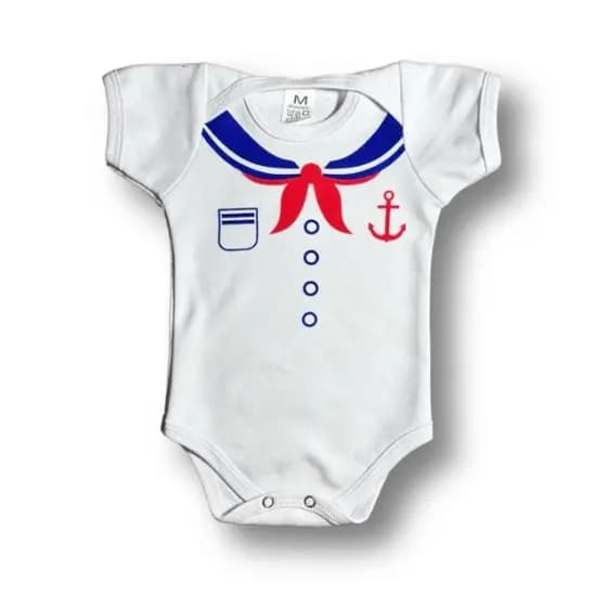 Body Bebê Temático Marinheiro 100% Algodão.