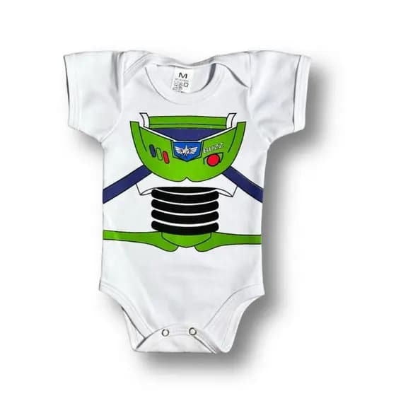 Body Bebê Temático Buzz 100% Algodão.