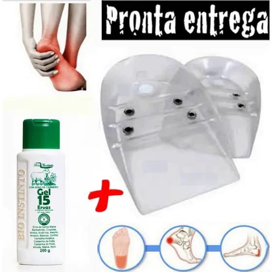 Calcanheira Gel Palmilha Dor Esporão Fascite Plantar + Gel