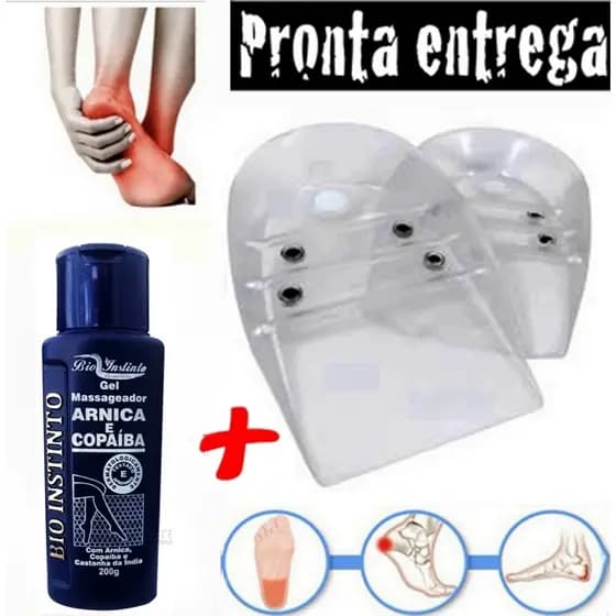 Par Calcanheira Gel Para Esporão De Calcâneo Fascite Plantar + Gel