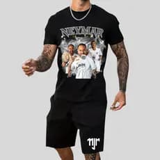 Kit Camiseta Neymar + Bermuda Tactel Masculino Adulto Infantil Lançamento
