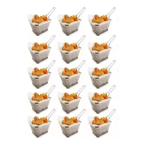 Kit 22 Cesta Servir Porção Batata Frita Frango Lanches Gourmet Bar