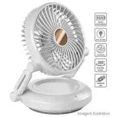 Ventilador Portátil De Mesa Recarregável Usb Dobrável Retrátil Silencioso Led Base Giratória