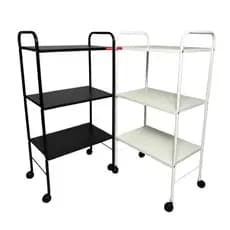 Carrinho Auxiliar Estética 3 Tampos Universal Branco Preto