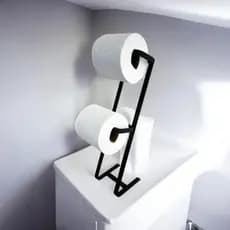Suporte Porta Papel Higiênico Duplo de Chão Preto Moderno Reforçado